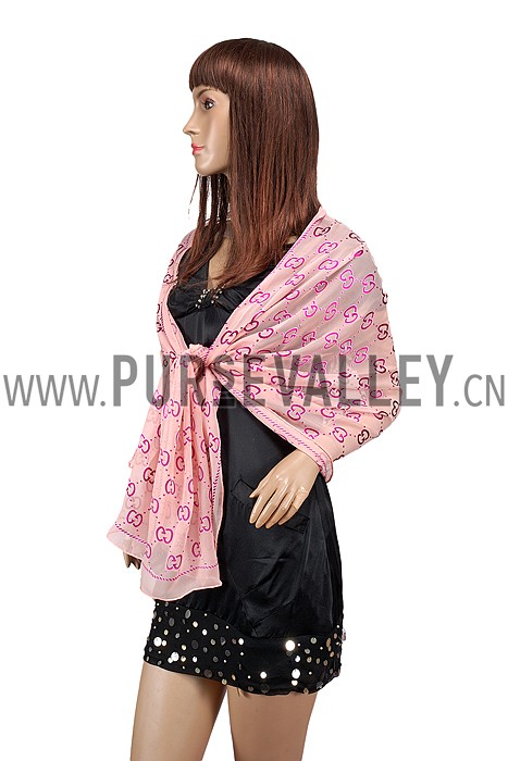 Gucci GG Logo Print Scarf Fuchsia 621822