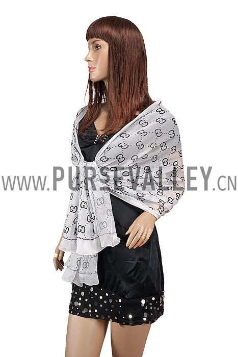 Gucci GG Logo Print Scarf White 621824