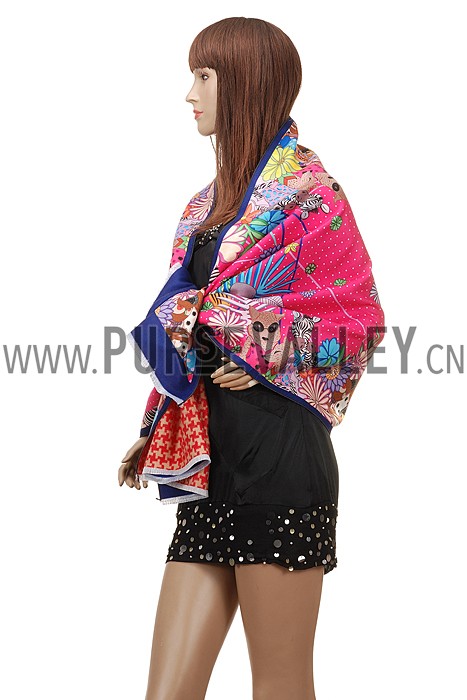 Hermes Animal Kingdom Scarf Fuchsia 621801