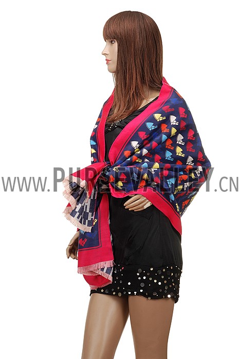 Hermes Horse Head Print Scarf Dark Blue 621789