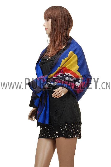 Alexander McQueen Printed Panthere Blue Scarf 621780