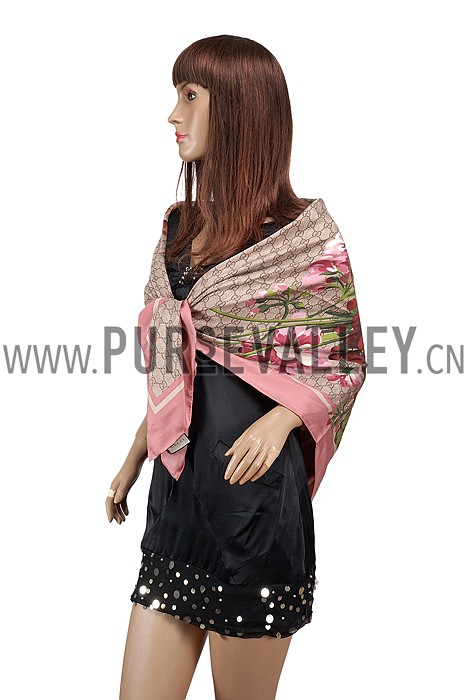 Gucci GG Blooms Print Scarf Pink 621820