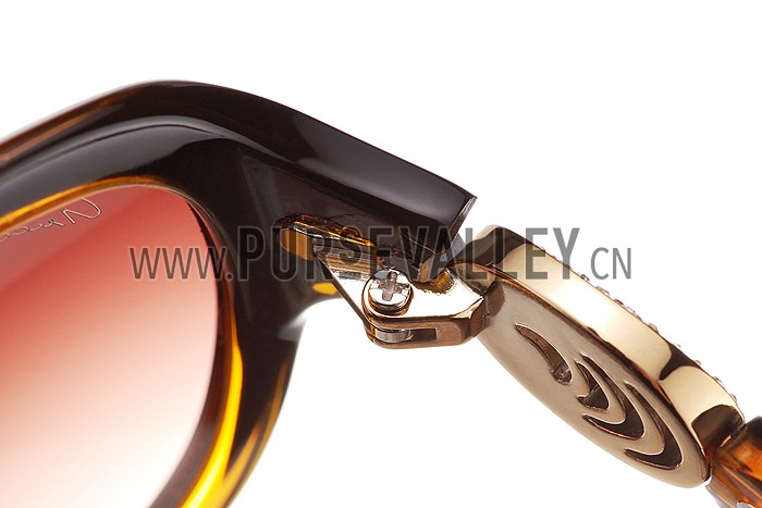Gucci Elegant Oval Shaped Brown and Yellow Sunglasses 308032