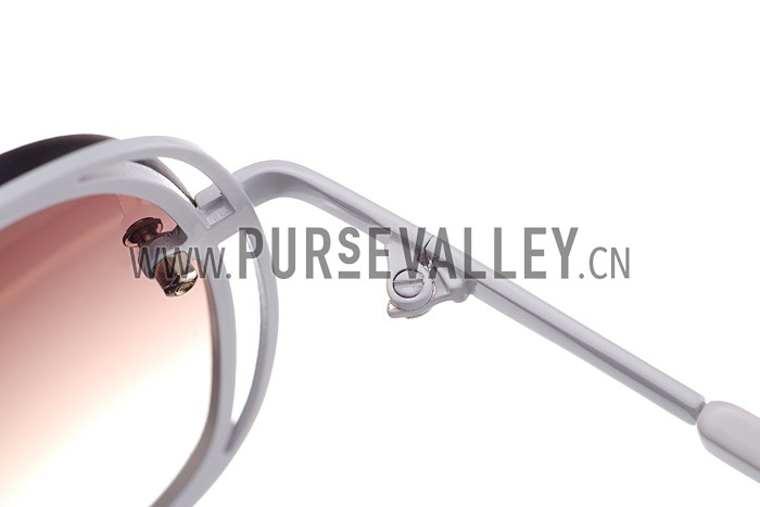 Gucci Aviator Gucci Logo On Lens White Frame Sunglasses 307891