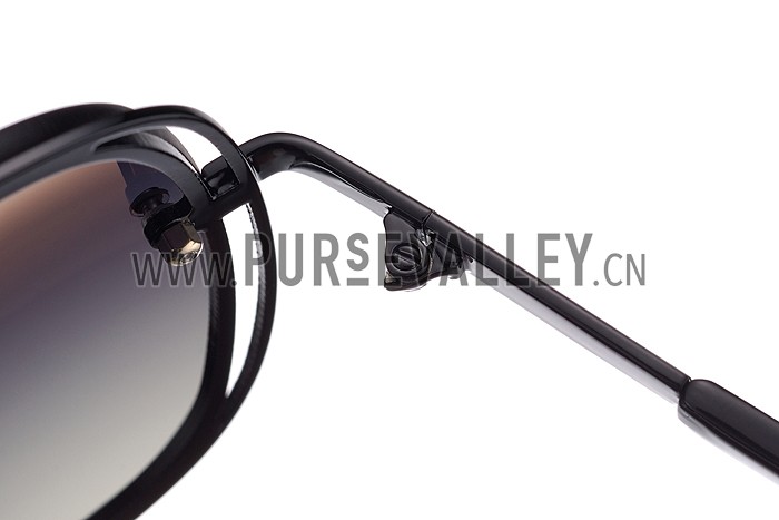 Gucci Aviator Gucci Logo On Lens Black Frame Sunglasses 307892