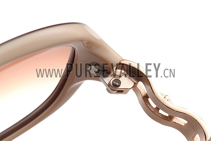 Hermes Oversized Round Frame Beige Sunglasses 308098