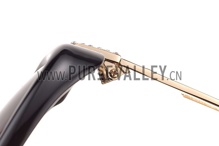 Hermes Studded Carriage Detail Black Frame Sunglasses 308092