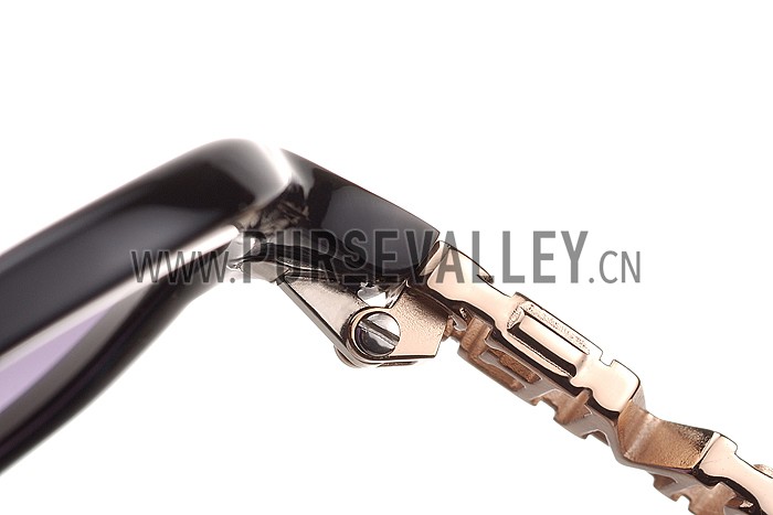 Hermes Large Oversized Black Frame Sunglasses with Metallic Logo 308101