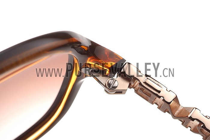 Hermes Large Oversized Brown Frame Sunglasses with Metallic Logo 308103