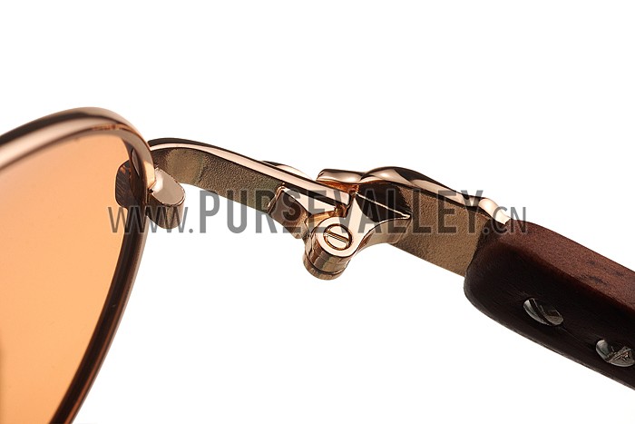 Cartier Panthere Detail Gold Frame Brown Lenses Sunglasses 308131