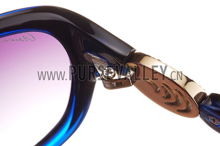 Gucci Elegant Oval Shaped Black and Blue Sunglasses 308030