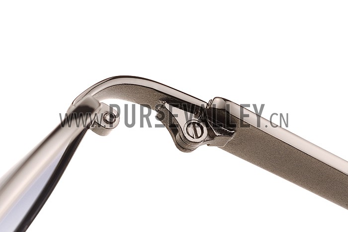 Cartier Panthere Aviator Silver Frame Grey Lenses Sunglasses 308129