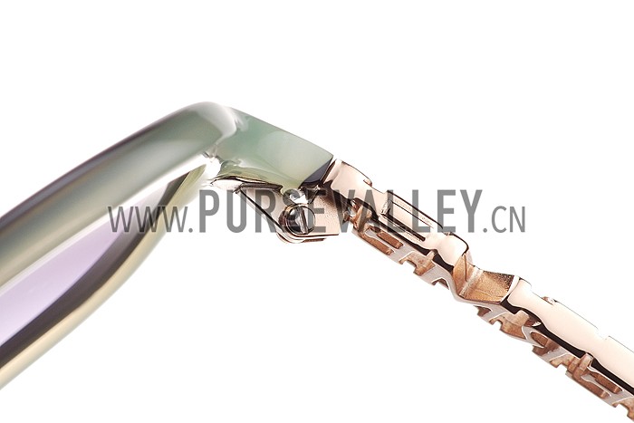 Hermes Large Oversized Green Frame Sunglasses with Metallic Logo 308104