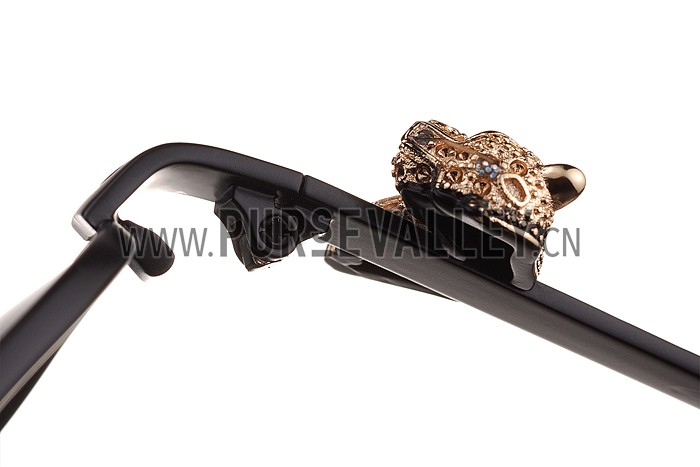 Cartier Screw And Panthere Decor Black Frames Black Lenses Sunglasses 308134