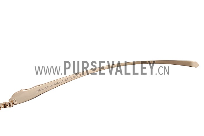 Cartier Panthere Aviator Gold Frame Light Grey Lenses Sunglasses 308186