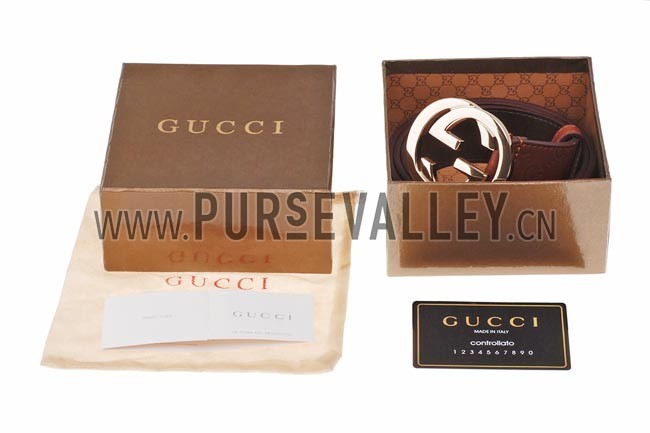 Gucci Belt with Interlocking G Buckle Brown
