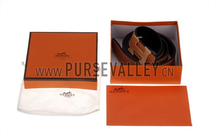 Hermes Orange Belt with Golden H Buckle