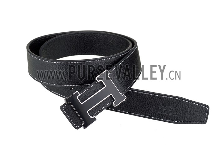 Hermes Large H Buckle Black Belt