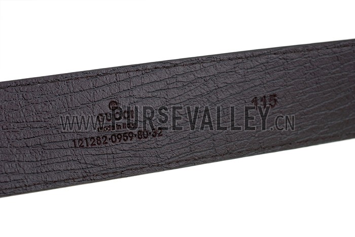 Gucci Replica Rectangular Brass Double G Buckle Reversible Monogram Belt