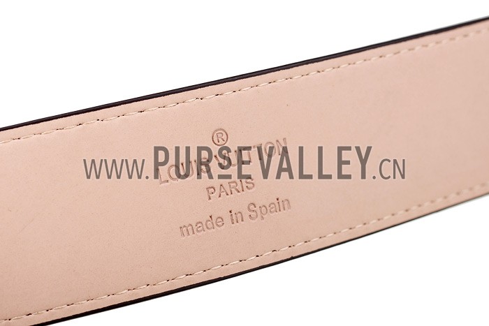 Louis Vuitton Replica Brown Ruthenium Finished Logo Buckle Louis Vuitton Damier Canvas Leather Belt