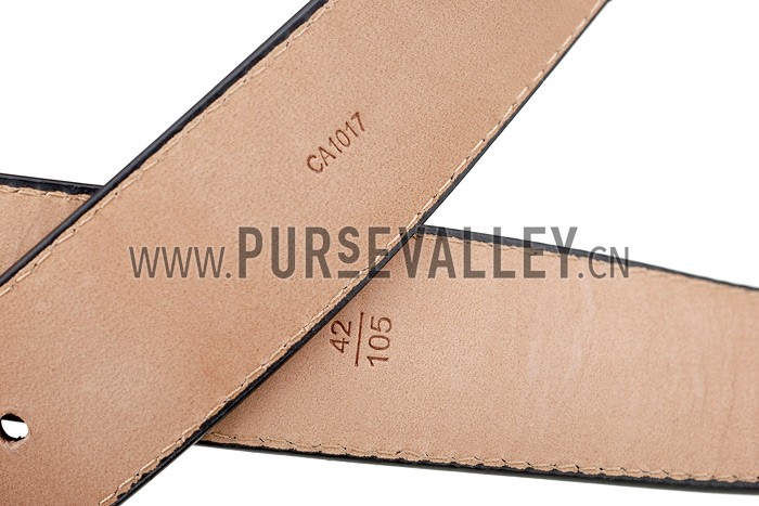 Louis Vuitton Replica Arrow Shaped Silver Hook Buckle Damier Graphite Leather Belt