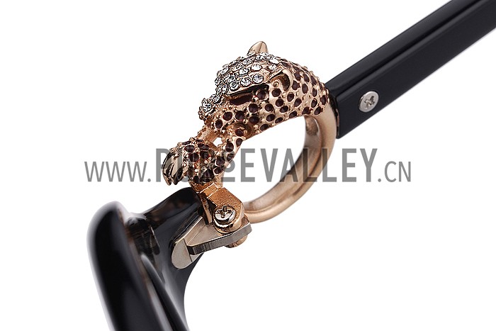 Cartier Panthere Decor Jewelry Black Sunglasses 307781