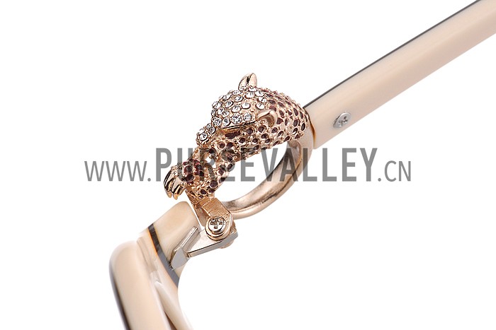 Cartier Panthere Decor Jewelry Beige Sunglasses 307782