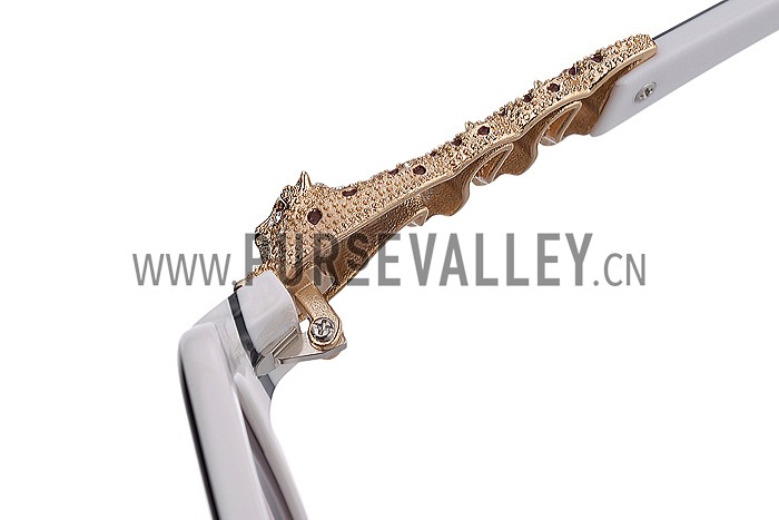 Cartier Wild Panthere Diamond Square White Sunglasses 307785