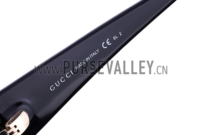 Gucci Oversized Square Leather Black Sunglasses 307815