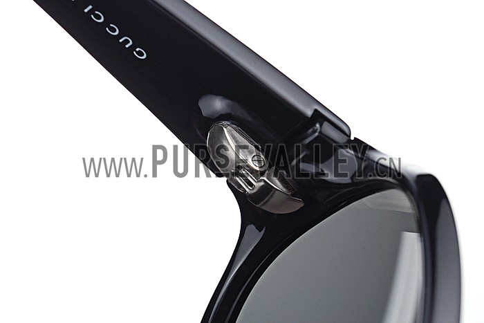 Gucci Oversized Round Leather Dark Blue Sunglasses 307819
