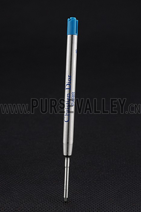 Christian Dior Gold Rimmed Silver Pattern Black Ballpoint Pen 622733