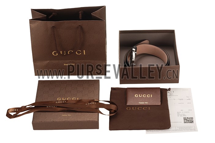 Gucci Black Leather Belt with Square Buckle