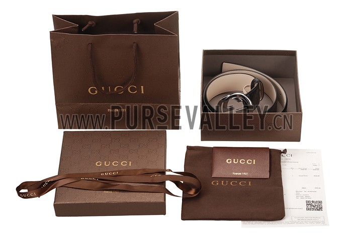 Guccissima Black Leather Belt with Interlocking G Buckle