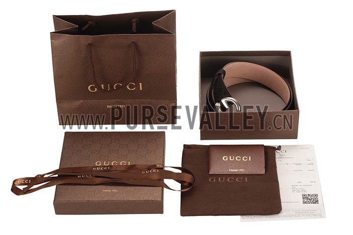 Guccissima Brown Leather Belt with Panthere Buckle