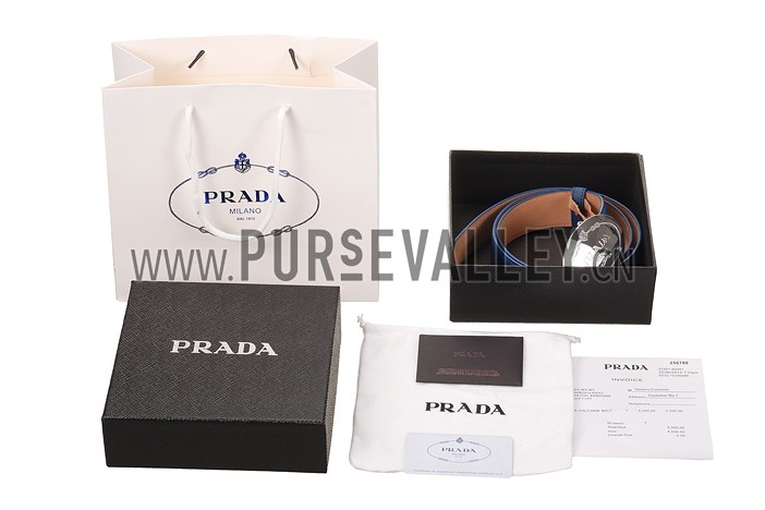 Prada Blue Leather Belt