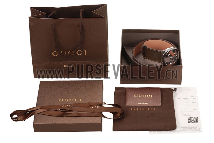 Gucci Brown Leather Belt with G Interlocking Buckle