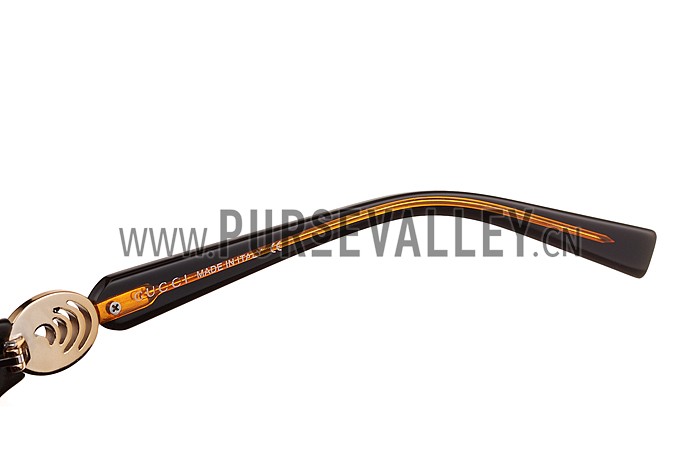 Gucci Elegant Oval Shaped Brown and Yellow Sunglasses 308032