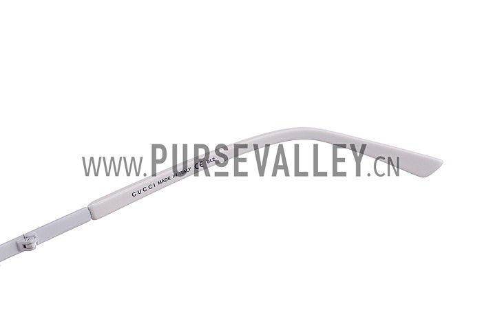 Gucci Aviator Gucci Logo On Lens White Frame Sunglasses 307891