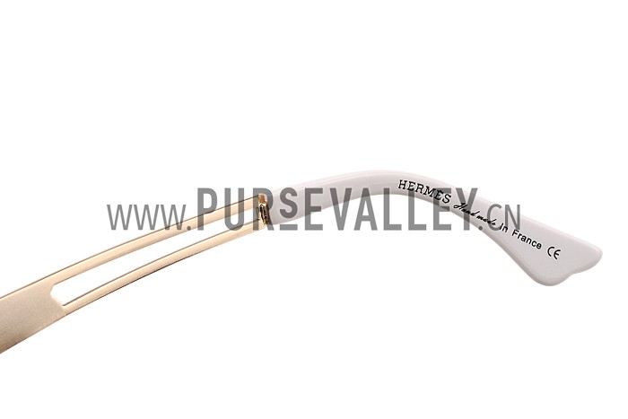 Hermes Studded Carriage Detail White Frame Sunglasses 308096