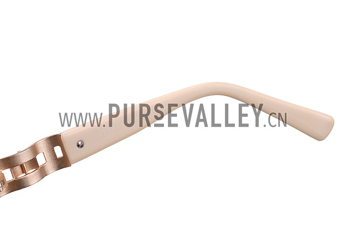 Hermes Oversized Round Frame Beige Sunglasses 308098