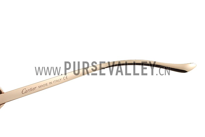 Cartier Screw And Panthere Decor Gold Frames Black Lenses Sunglasses 308135