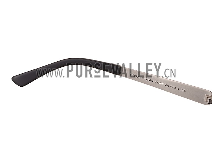 Cartier Wild Panthere Detail Silver Frame Silver Temples Sunglasses 308191