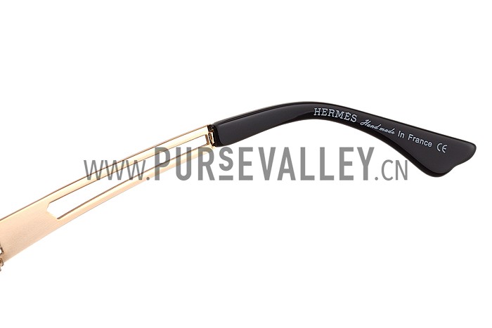 Hermes Studded Carriage Detail Black Frame Sunglasses 308092