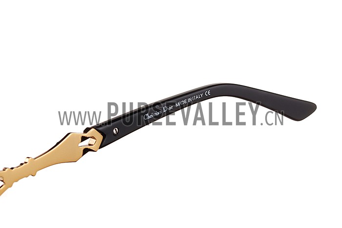 Christian Dior Cat Eye With 3 Stars Black Gold Sunglasses 308022