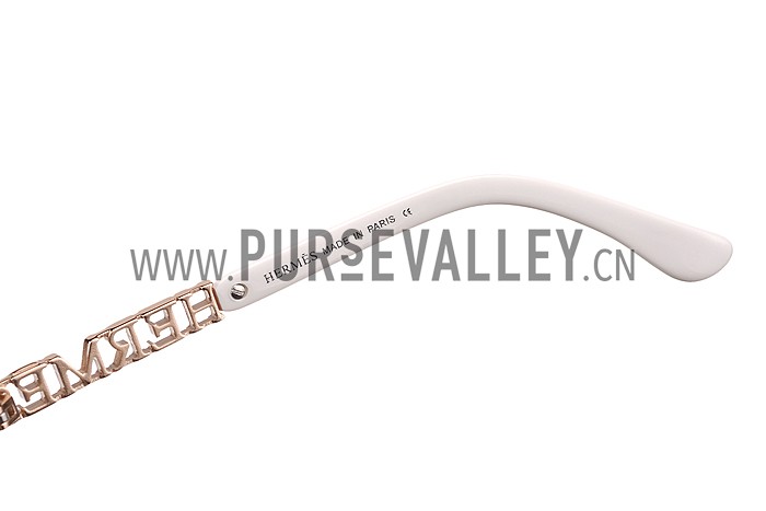 Hermes Large Oversized White Frame Sunglasses with Metallic Logo 308105