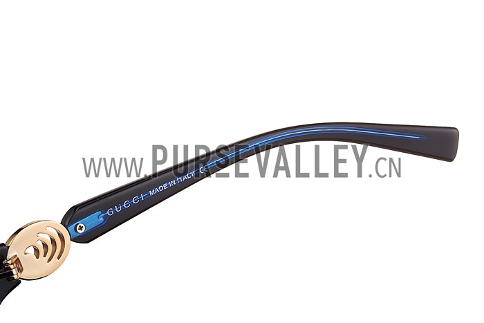 Gucci Elegant Oval Shaped Black and Blue Sunglasses 308030