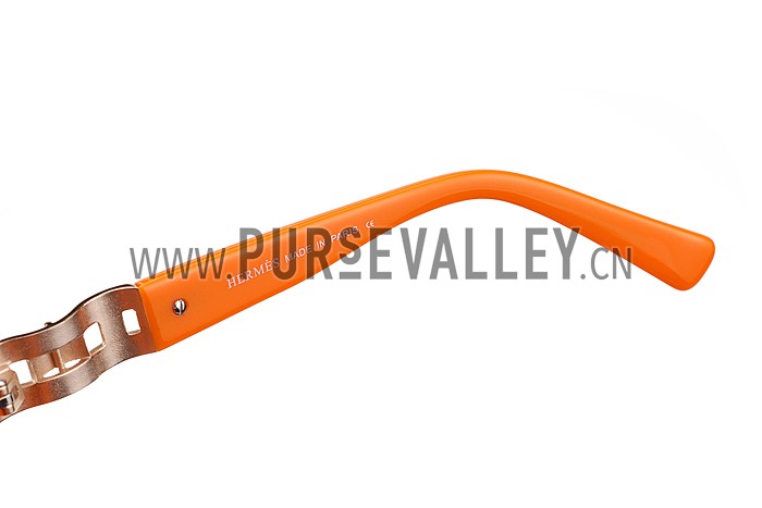 Hermes Oversized Round Frame Orange Sunglasses 308100