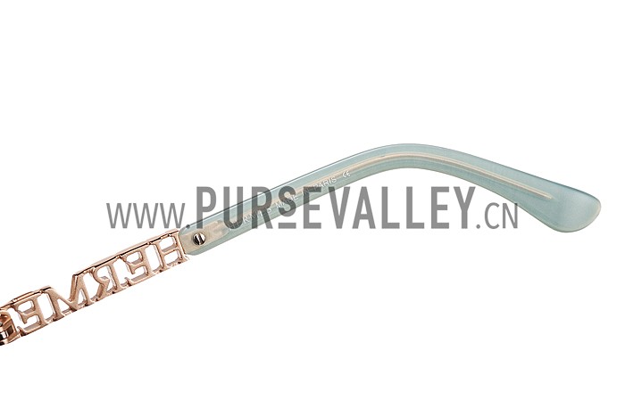 Hermes Large Oversized Green Frame Sunglasses with Metallic Logo 308104