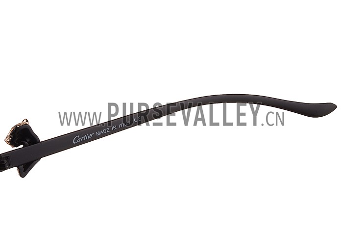 Cartier Screw And Panthere Decor Black Frames Black Lenses Sunglasses 308134