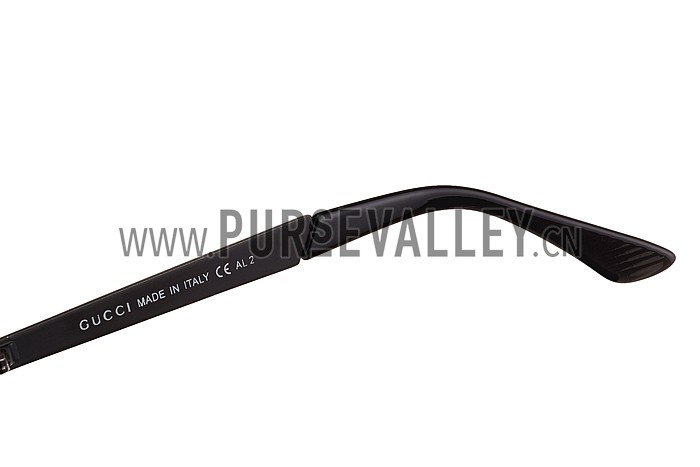 Gucci Signature Logo Black Frame Black Lenses Grey Temples Sunglasses 308147